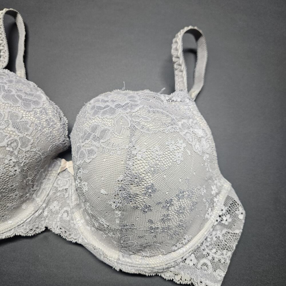 Victoria's Secret Women's Lined Demi Bra Size 38D Lace Gray - Picture 2 of 6